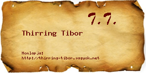 Thirring Tibor névjegykártya